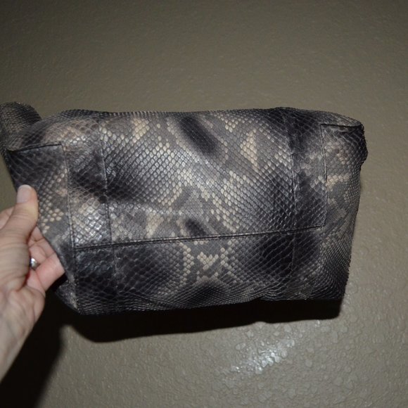 NWOT $2180 Nada Sawaya Brown Python Doulbe Handle Tote Handbag - Picture 4 of 8